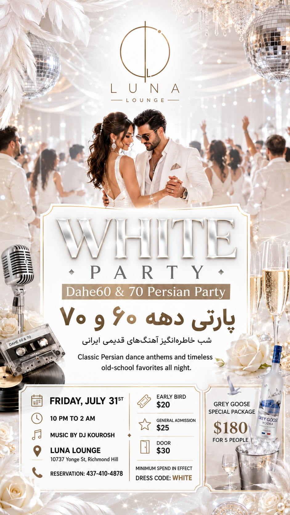 White Party: Dahe 60 & 70 Persian Night | DJ Kourosh at Luna